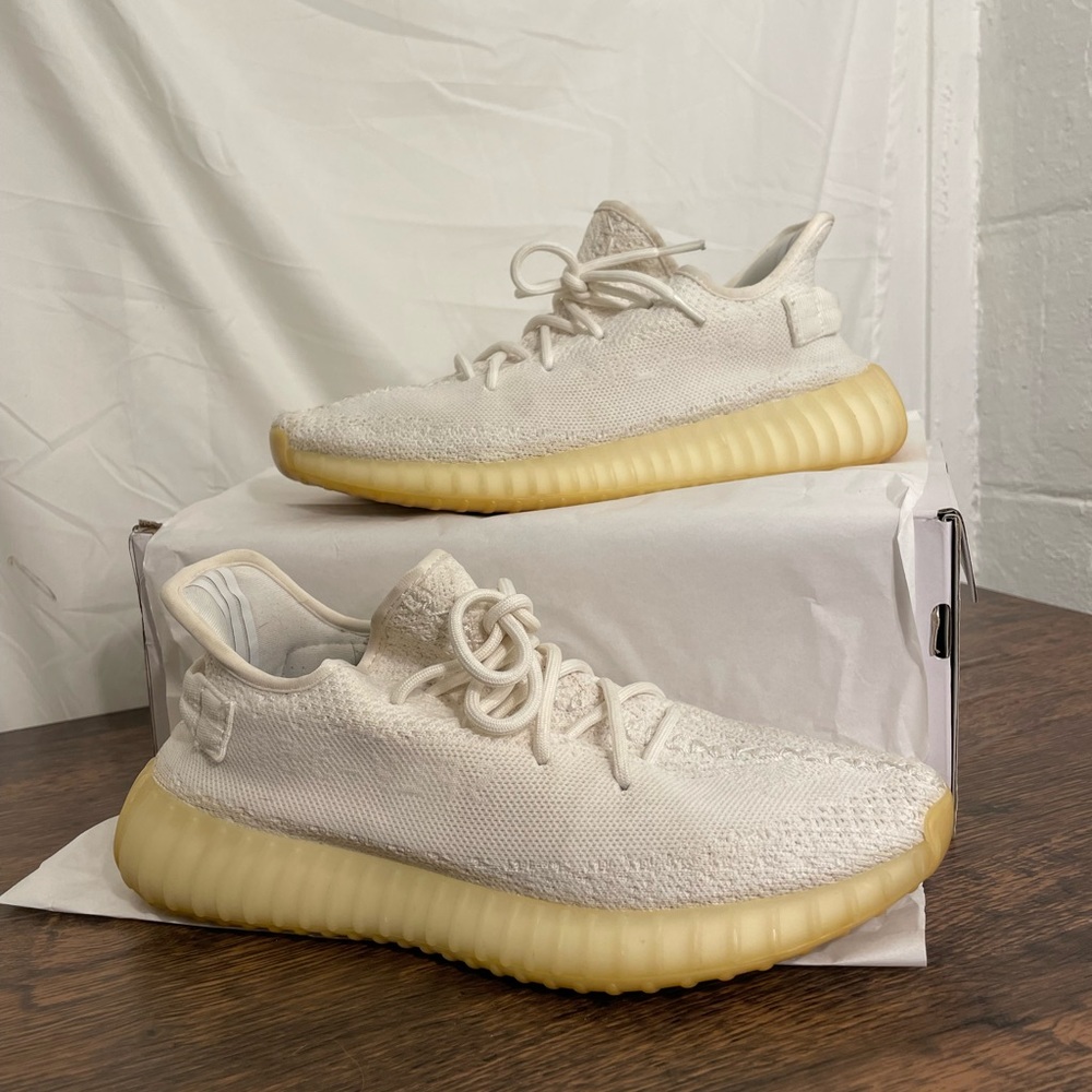 White Yeezy Adidas Size 8 1/2 Mens.